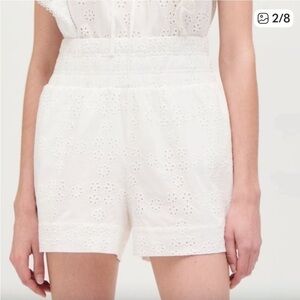 NWT Hill House Livie Nap Eyelet Shorts Pull On Smocked White Size L